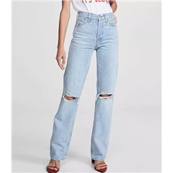 Женские потертые светло-голубые прямые джинсы с высокой талией в стиле ретро Cotto*n:on (экспорт в Австралию)