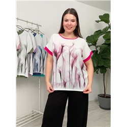 Батальные премиальные футболки блузы в качестве креп-шифон